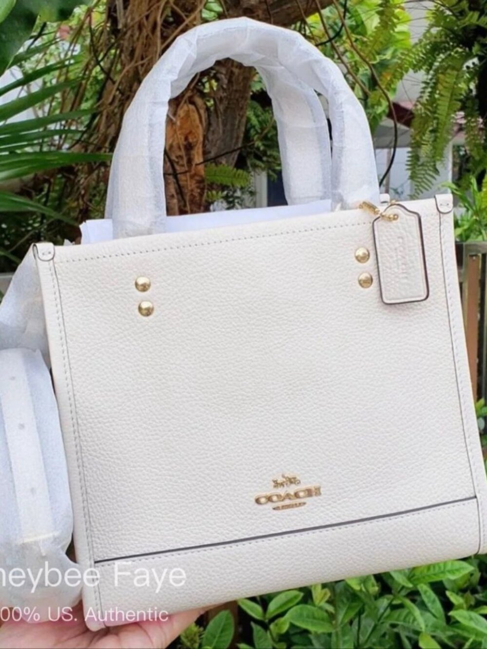 NWT Coach Dempsey Tote 22 Pebble Leather CO971 Chalk